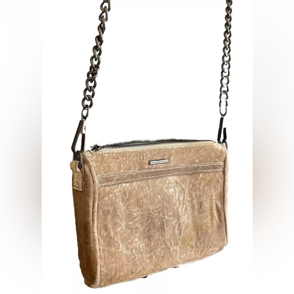 Rebecca Minkoff Suede Mini MAC Crossbody Purse Pink/Taupe Blend - Picture 14 of 16